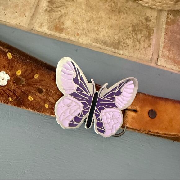 Butterfly Pure Pewter Belt Buckle & Leather Belt main image 6